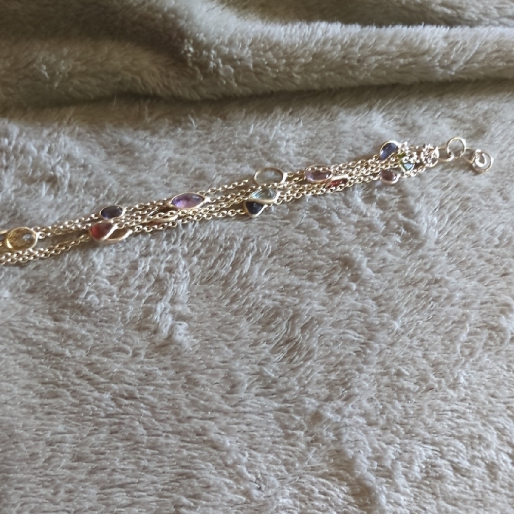 Sterling Silver Multi-Color Gemstone Bracelet